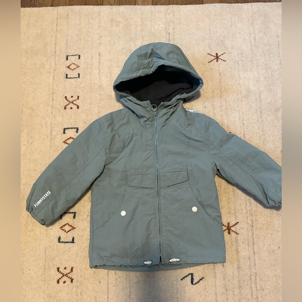 Zara spring fleece lined rain jacket, size 3-4